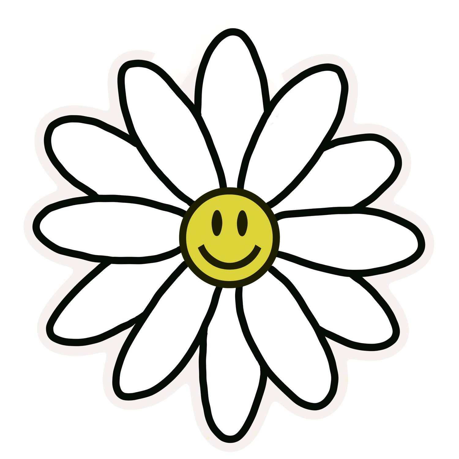 Smiley face daisy sticker